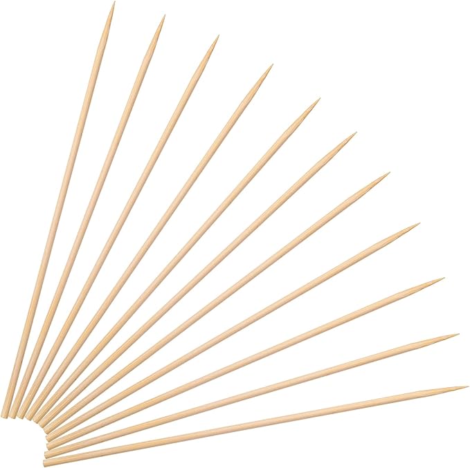 Minisland Premium 8 Inch Bamboo Skewers for Appetizers Fruit Kabobs 3mm Thin Long Wooden BBQ Grill Food Sticks 100 Counts -MSL165