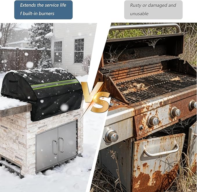 Built in Grill Cover for Blaze Premium LTE 40-Inch - Heavy Duty 600D Waterproof with Reflective Strips and Plush Lining, Protects The Built in Grill While Enhancing its Visual Appeal,Black