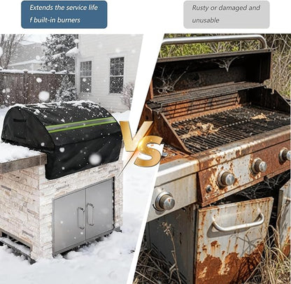 Built in Grill Cover for Delta Heat 32-Inch - Heavy Duty 600D Waterproof with Reflective Strips and Plush Lining,Protects The Built in Grill While Enhancing its Visual Appeal,25.5''L x 32''W x 27''H