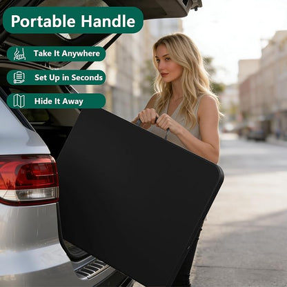 2 Pack 6FT Folding Table, Foldable Picnic Table with Carrying Handle, Heavy Duty Fold-in-Half Portable Table for Weddings, Camping, RV Travel, Parties, BBQs, Easy to Fold and Store, Black