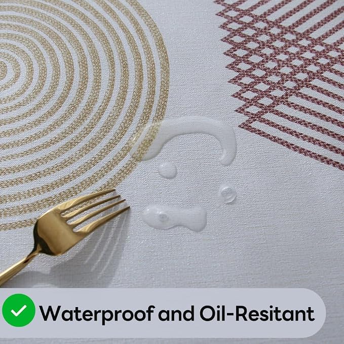 Wipeable Waterproof Tablecloth Vinyl Tablecloths for Rectangle Tables Heavy Duty PVC Tablecloth for Kitchen Dining Table(Geometry-2, 54'' x 72'')