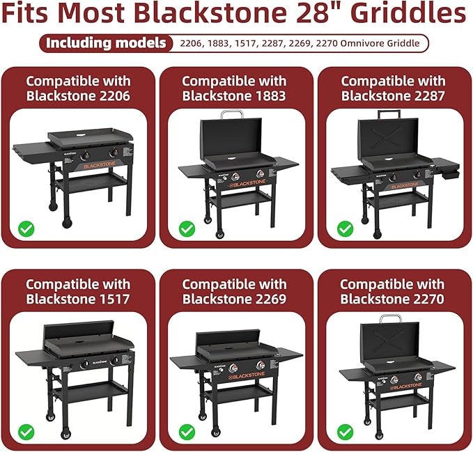 Upgrade Hinged Lid for Blackstone 28 Inch Omnivore Griddle 1517 2206 2351 2269 Griddle Hard Cover, Grill Hood Flat Top with Thermometer for Blackstone 5857