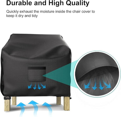 2 Pack Outdoor Patio Chair Covers Waterproof 35"Wx38"Dx31"H, Black | Patio Furniture Covers Protect from Rain, Dust & UV; Heavy-Duty Oxford Fits Lounge, Deep Seat & High Back Chairs on Lawns