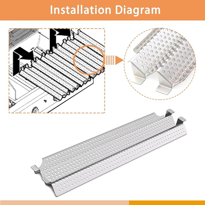4 PC Heat Plate Tent Shield Replacement for Viking VGBQ 30 in T Series, VGBQ 41 in T Series, VGBQ 53 in T Series, VGBQ30, VGBQ41, VGBQ53, BBQ Parts Burner Cover Flame Tamer, Stainless Steel, 23 1/8"