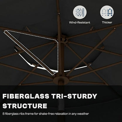 10ft Patio Umbrella, 3 Tier Outdoor Market Table Umbrellas with 8 Fiberglass Ribs and Push Button Tilt, Windproof, Vented Canopy, UV Protection for Deck, Pool, Backyard