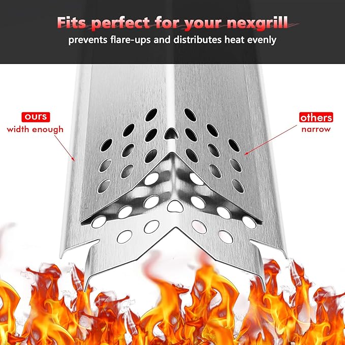 Uniflasy Heat Plates for Home Depot Nexgrill 720-0830H, 5 Burner 720-0888, 720-0896, 720-0888N, 720-0882A, 720-0882S 6 Burner 720-0896B, 720-0898 Gas Grill, Stainless Steel, Replacement Parts, 5 Pack