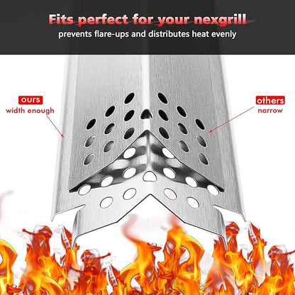 Uniflasy Heat Plates for Home Depot Nexgrill 720-0830H, 5 Burner 720-0888, 720-0896, 720-0888N, 720-0882A, 720-0882S 6 Burner 720-0896B, 720-0898 Gas Grill, Stainless Steel, Replacement Parts, 5 Pack
