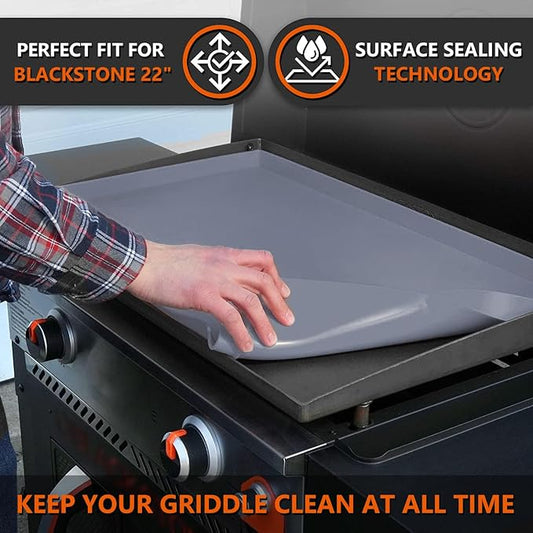 22" Silicone Griddle Mat for Blackstone 22 Inch Grill, Heavy Duty Food Grade Silicone Griddle Cover, Protect Your Grill from Dirt & Rust All Year Round (Gray)