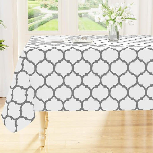 Smiry Square Tablecloth, Waterproof Vinyl Tablecloths with Flannel Backing for Square Tables, Wipeable Spillproof Plastic Tablecloth for Dining, Camping, Indoor and Outdoor (60"x60", White)