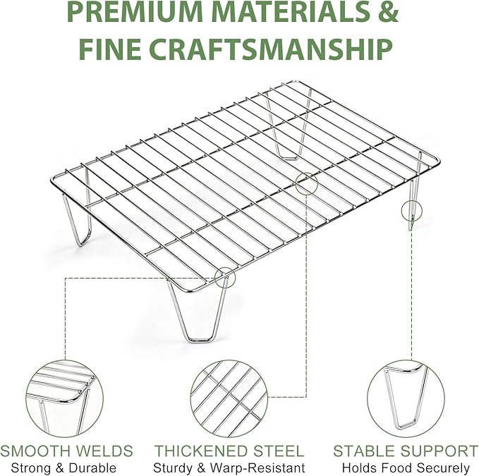 GRISUN Warming Rack for Green Mountain Grill Davy Crockett Pellet Grill, Upper Rack Replacement for GMG-6016, Grill Rack Addition for Doubled Cooking Space (14" x 10" x 3.5")