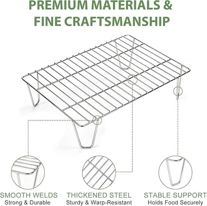 GRISUN Warming Rack for Green Mountain Grill Davy Crockett Pellet Grill, Upper Rack Replacement for GMG-6016, Grill Rack Addition for Doubled Cooking Space (14" x 10" x 3.5")