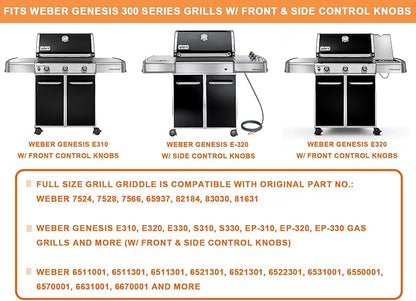 65937 Full Size Griddle for Weber Genesis 300 Replacement Parts Genesis E310 E320 E330 S310 S320 S330 EP310 EP320 EP330 Grill Flat Top Insert with Handles, for Weber 7524 7528 Accessories,Carbon Steel