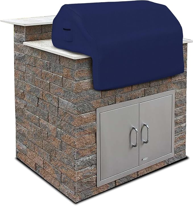 Covers & All Built-in Grill Cover for Outdoor Grill – Heavy Duty 12 oz Waterproof Built-in BBQ Grill Cover, PVC-Coated Polyester with Elastic Hem for Snug Fit (36 x 26 x 24 inches, Blue)