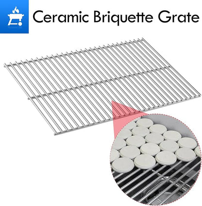 Gggratess Briquette Rock Grate Replacement Part for MHP Grill Parts WNK TJK AMCW AMCT Series Stainless Steel Grill Grate TJK2 WNK4DD WNK4 Ceramic Briquette Bottom Rock GG-Grate-SS