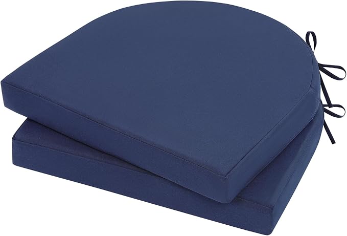 Topotdor Outdoor Chair Cushions Set of 2, 17"x16"x2" Waterproof Patio Chair Cushions for Outdoor Furniture, Round Corner Outdoor Seat Cushions Color Fastness Chair Pads with Ties, Royal Blue