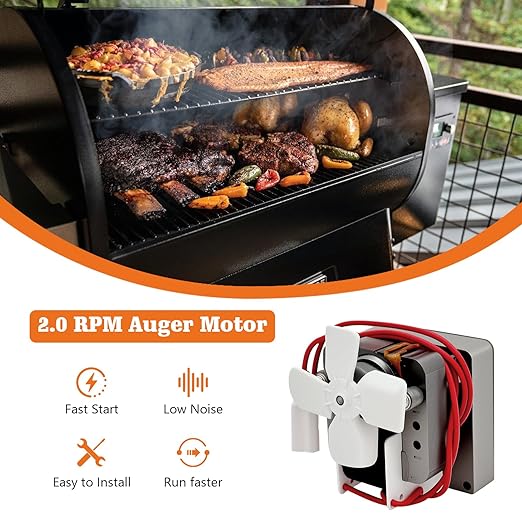 YAOAWE 2.0 RPM Auger Motor Replacement Parts for Pit Boss, Traeger Wood Pellet Grills and Camp Chef Smoker, 120V 60Hz (Except PTG)