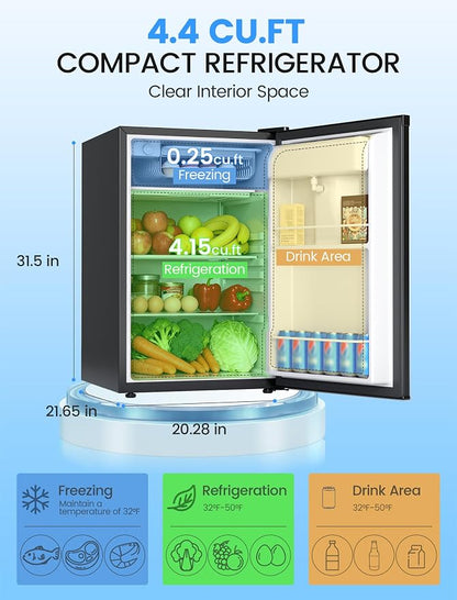 COWSAR 2.5 Cu.Ft Mini Fridge with Freezer, Double Reversible Door Compact Dorm Refrigerator with 2 Removable Shelves, Commercial Apartment Fridge for Bedroom, Office, Kitchen, Dorm, Black