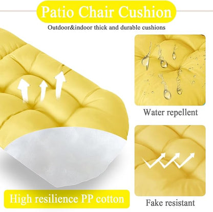 Adirondack Chair Seat Cushion for Outdoor Patio Wicker Porch Furniture | Waterproof cover with straps, PP cotton, high back thick seat pad for adirondack rocking chair lawn indoor outdoor 44x19x4