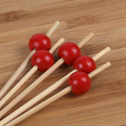BambooMN Decorative Ball End Cocktail Fruit Sandwich Picks Skewers for Catered Events, Holiday's, Restaurants or Buffets Party Supplies - 5.9" Assorted, 100 pcs