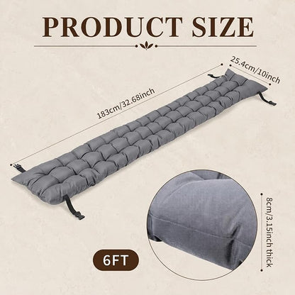 2pcs Picnic Table Bench Cushions, 72 x 10 x 3 Inch Outdoor Bench Seat Cushions with Ties, Tufted Patio Bench Pads for Picnic Table, Garden, Porch, Patio and Backyard Seating