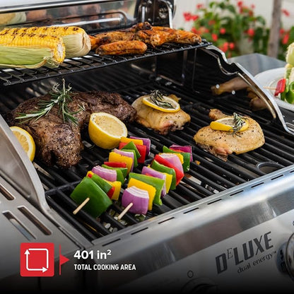 Nexgrill Deluxe 2-Burner Gas Grill with 401 SQ In Grate, 28000 BTUs, Stainless Steel Control Panel & Foldable Side Table, Propane BBQ Grill for Outdoor Cooking, Patios, Backyards and More - 720-0864RA
