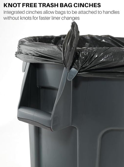 Rubbermaid Commercial Products BRUTE Heavy-Duty Round Trash Can with Venting Channels, 10-Gallon, Blue, Waste Container for Landscapers/Construction Sites/Restaurants/Offices/Warehouses/Home, Pack of 6