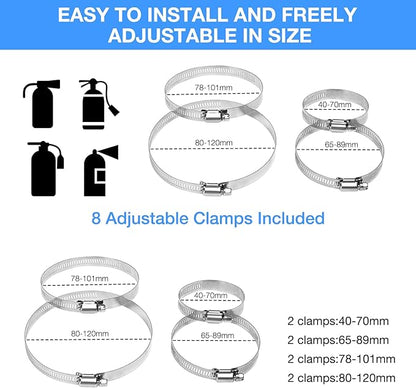 Universal Fire Extinguisher Mount, Aluminum Quick Release Roll Bar Fire Extinguisher Bracket Holder with 8 Clamps Compatible with Jeep Wrangler JK TJ JL JKU Polaris RZR Ranger UTV, Gray