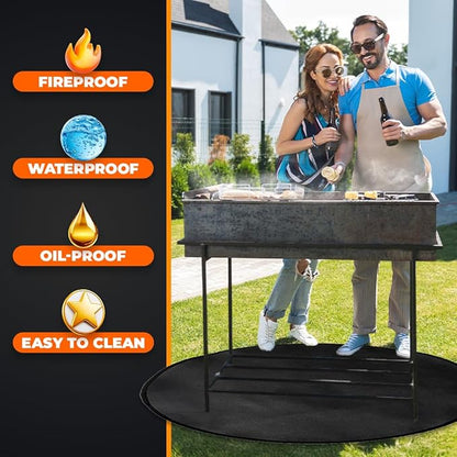 Fire Pit Mats for under Fire Pit 36" - Heat Resistant & Fireproof Grill Mat, FirePit Mat for Grass, 36 inch Deck Protector, Fireproof Rug for Outdoor Firepit