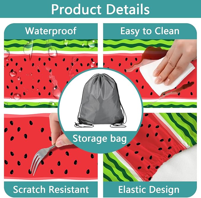 Watermelon Picnic Table Cover with Bench Covers and Bag | Camping Essentials Waterproof Fitted Tables and Seats Set Patio Outdoor Must Haves Stuff Tablecloth Rv Camper 3Pcs 30x60 Inch