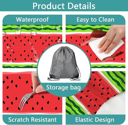 Watermelon Picnic Table Cover with Bench Covers and Bag | Camping Essentials Waterproof Fitted Tables and Seats Set Patio Outdoor Must Haves Stuff Tablecloth Rv Camper 3Pcs 30x60 Inch