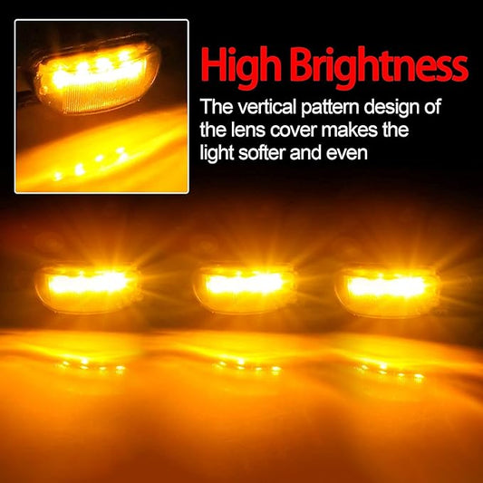 x xotic tech 3pcs Amber Lens Front Grille Marker LED Light Lamps w/Harness Wiring OE Fit Compatible with Ford F-150 F150 Raptor 2010-2014 & 2017-up(Amber 12-SMD)