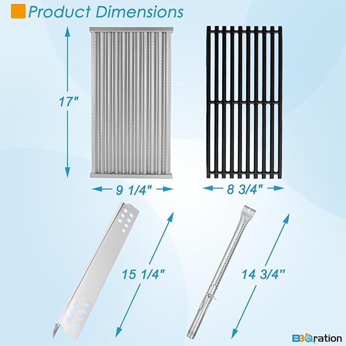 G362-2100-W1 Grill Replacement Kit for Charbroil TRU-Infrared 463642316 463644220 463632320 463675016 463644220 463245518, Grill Grate, Heat Plates and Burner Kit for Charbroil 466642416
