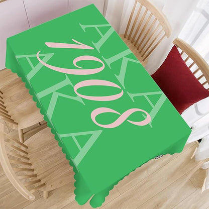 Table Cloth AKA 1908, Hip Hop AKA 1908 Farmhouse Tablecloth Soft Table Cover for Kitchen Canteen Dinning Tabletop Decoration, 52x70 Inch Fitted Tablecloth Green Pink