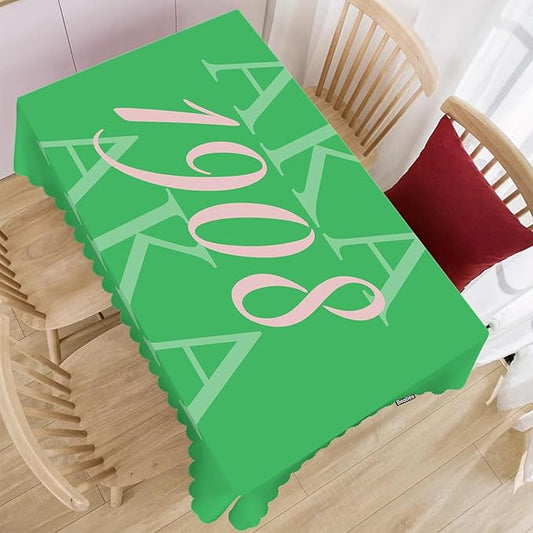 Table Cloth AKA 1908, Hip Hop AKA 1908 Farmhouse Tablecloth Soft Table Cover for Kitchen Canteen Dinning Tabletop Decoration, 52x70 Inch Fitted Tablecloth Green Pink