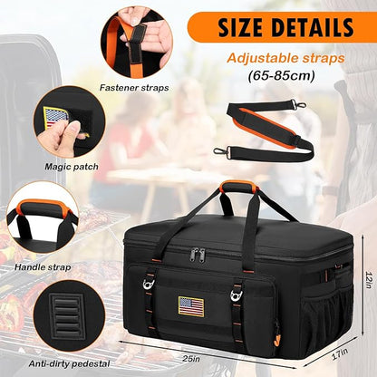 Grill Carry Case Compatible with Char-Broil Grill2Go X200 1-Burner Portable Propane Gas Grill Cover Bag for BBQ Tools & Accessories (Bag only) 25" L x 17" W x 12" H