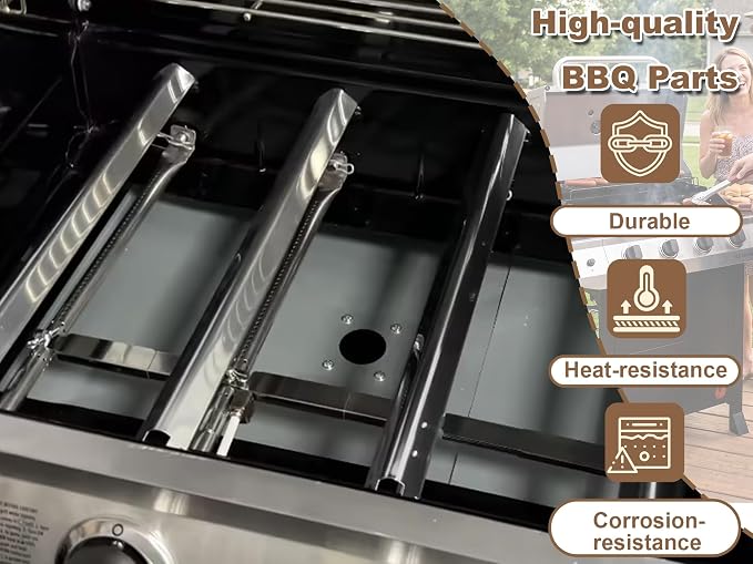 Grill Replacement for Charbroil Performance 4-Burner Gas Grills 463344523 463352521 463354021 463365021, 17" Cast Iron Cooking Grates, Stainless Steel Heat Plates, Burner Tubes & Igniters Parts Kit