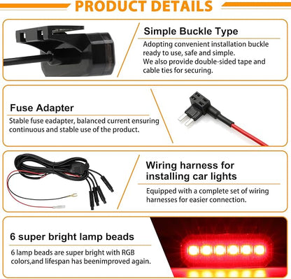 RGB LED Grille Lights 4PCS，Universal Clip-On Car Front，IP66 Atmosphere Exterior Grill Lights Remote APP Control，Compatible with Jeep Wrangler,Ford F150,Dodge Ram 1500,Toyota Tacoma