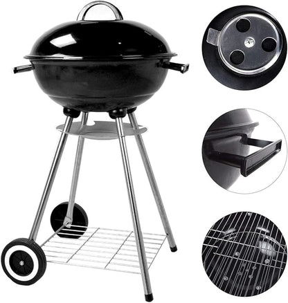Portable Charcoal Grill, 18.5 Inch Barbecue Grill and Smoker Heat Control Round BBQ Kettle with 4 Detachable Stainless Steel Legs for Garden & Outdoor Cooking