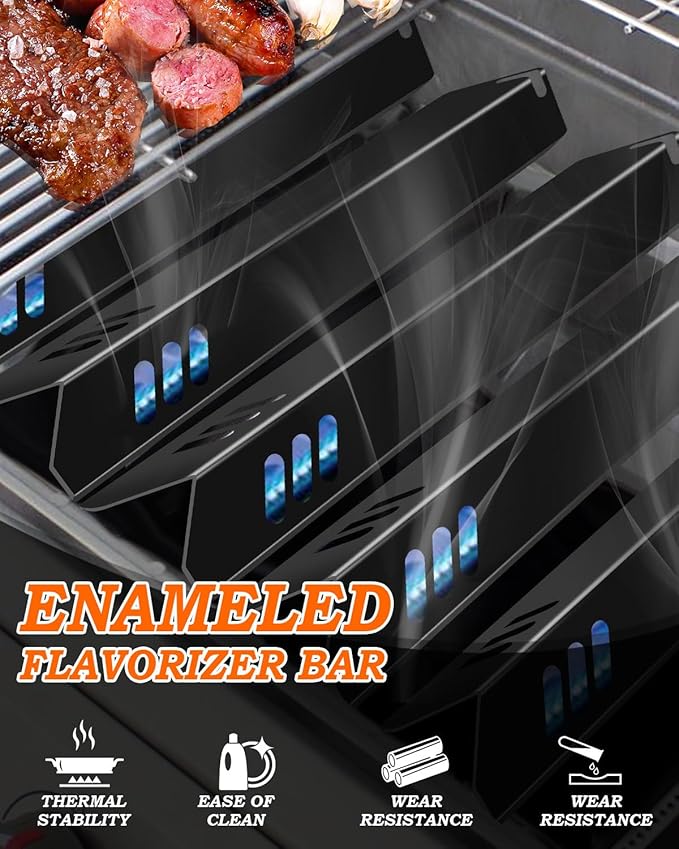 15 inch Grill Heat Plates Replacement Parts for Dyna-Glo DGF493BNP DGH483CRP, Backyard BY13-101-001-13, Uniflame heat shield BHG Outdoor Gourmet Grill, 5 Pcs Heat Tent BBQ Gas Grill Flame Tamer