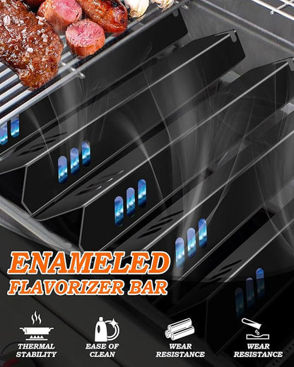 15 inch Grill Heat Plates Replacement Parts for Dyna-Glo DGF493BNP DGH483CRP, Backyard BY13-101-001-13, Uniflame heat shield BHG Outdoor Gourmet Grill, 5 Pcs Heat Tent BBQ Gas Grill Flame Tamer