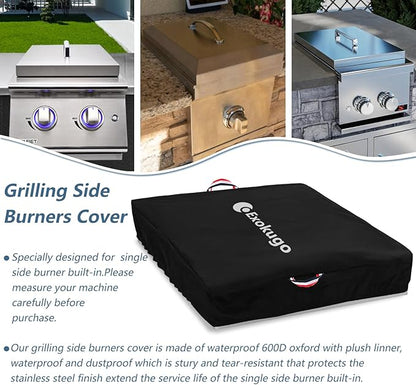 Covers for Bull Outdoor Products 60008 Stainless Steel Single Side Burner,Heavy-Duty Waterproof Burner Cover with Plush Lining, 23''L x 13.5''W x 5''H, Black