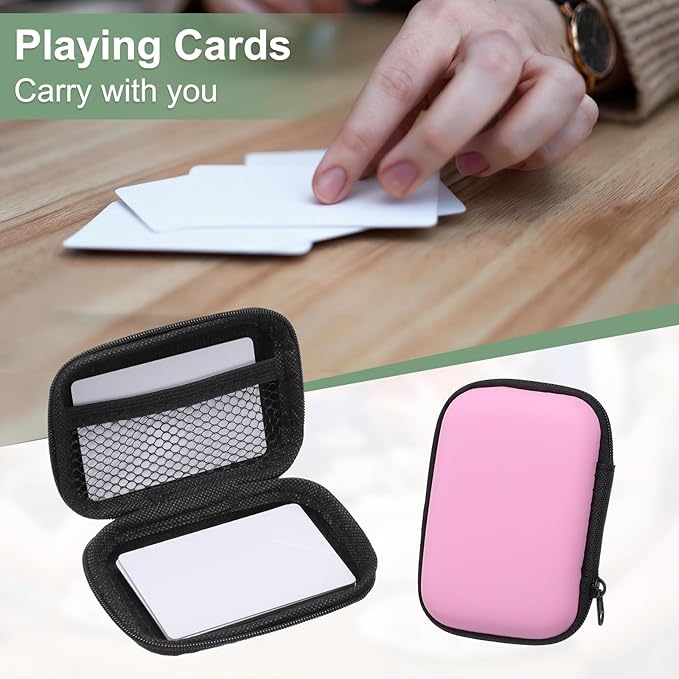 2Pcs Card Game Case, Soft Cloth Playing Waterproof Card Storage Travel Game Case Compatible for Outdoor Gaming Camping, Pink