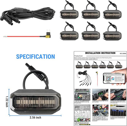 RGB LED Grille Lights Compatible with 2024 2025 Jeep Wrangler JL JLU JT Original Factory Grille, RGB Adjustable Atmosphere Exterior Grill Lights Remote APP Control, 6PCS