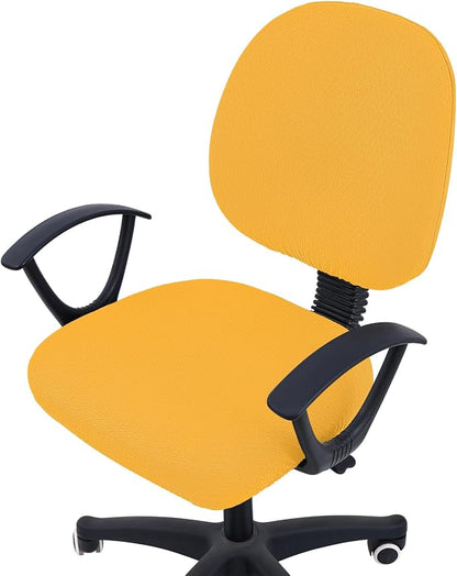 Smiry Office Computer Chair Covers for Desk Rotating Chair Protector | Stretch Jacquard Removable Washable Universal Slipcovers, Seat + Backrest Cover, Mustard Yellow
