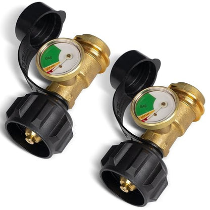 GASPRO 2 Pack Propane Tank Gauge, Propane Level Indicator for 5-40LB Tanks, Perfect for RV Camper, Propane Heater, Fire Pit, Gas Grill and More, QCC1/Type 1 Connection