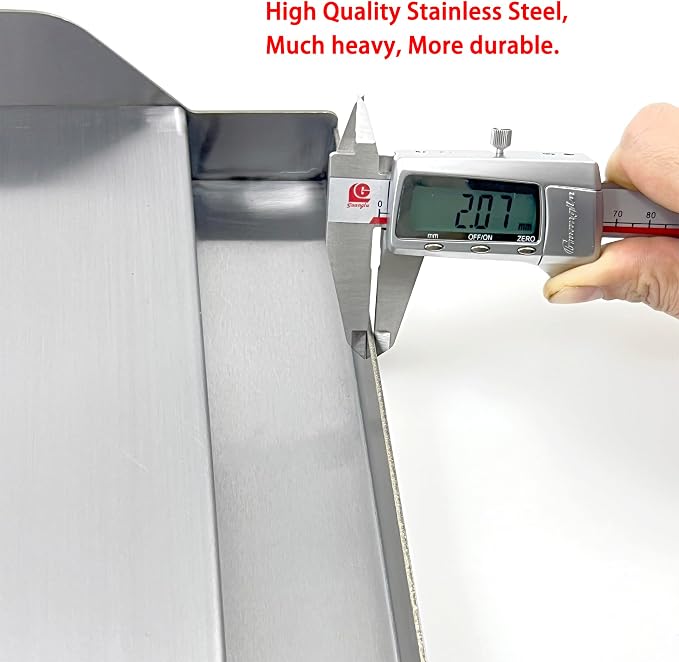 Parts DS125 Stainless Steel BBQ Cooking Griddle, Universal Flat Top Griddle with 2 Handles for Most Gas Grills, W12.5"×D16"×H2.75", Heavy Duty Stainless Steel Griddle 1PC, Small Size