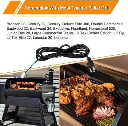 8 Feet Power Cord Replacement Parts Compatible with Pit Boss, Traeger Wood Pellet Smoker Grills