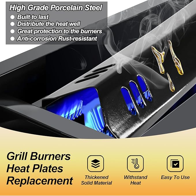 Grill Replacement Parts for Outdoor Gourmet 4 Burner Gasgrill, Heat Plates Shield Tents & Burner for GR2215120-OG-00 FSOGBG1106 GR2215101-OG-00 GR2215120OG00 GR2215101OG00, Grill Kits UFHP2 Heat Tent