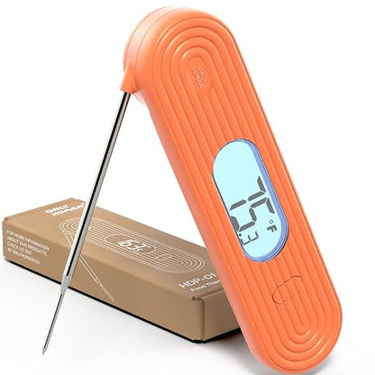 ONLY HUMAN HDP-01 Digital Instant Read Meat Thermometer, High Accuracy Food Cooking Thermometer with Ultra Bright Backlight Display (Coral Pink)