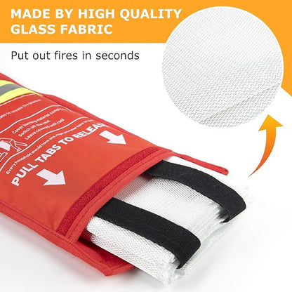 Emergency Fire Blanket, Flame Retardant Fire Blankets Emergency for Home, Kitchen, Car, Office, Grill (Fiberglass-2pack)